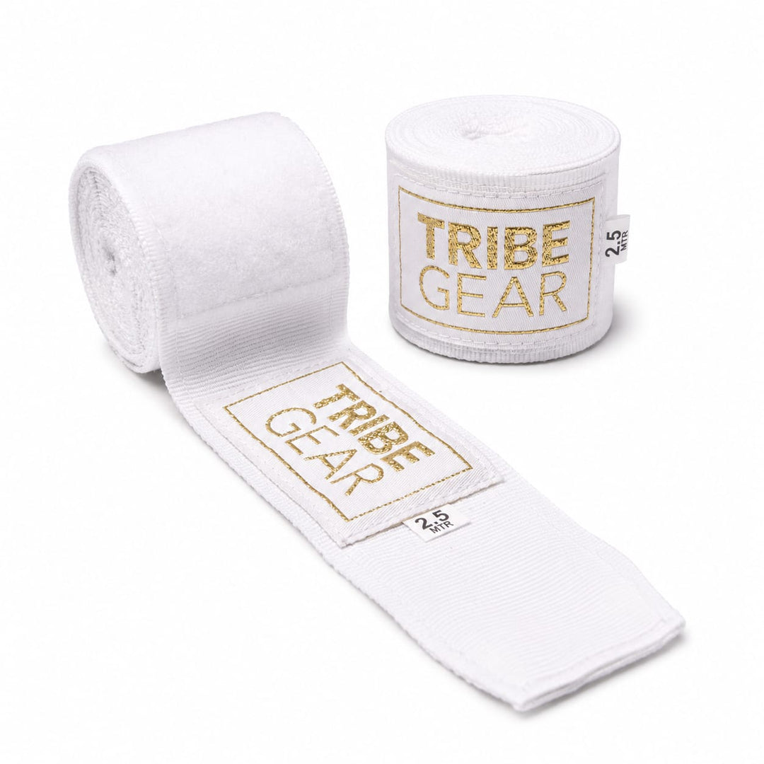Bandage Gold Label Wit (450 cm) – stevige handbandages voor kickboksen & boksen