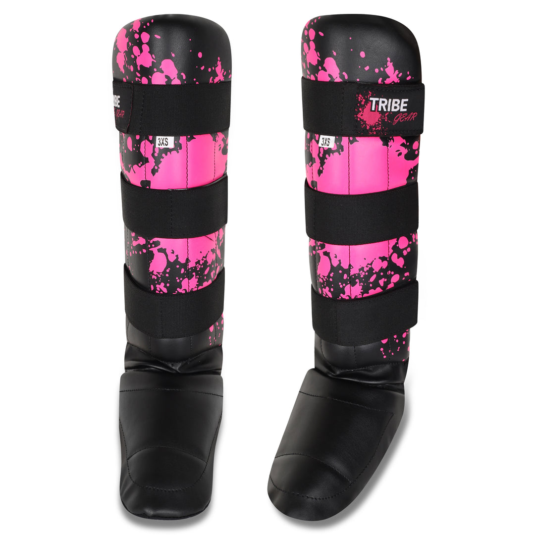Kickboksen scheenbeschermers roze splash van TribeGear