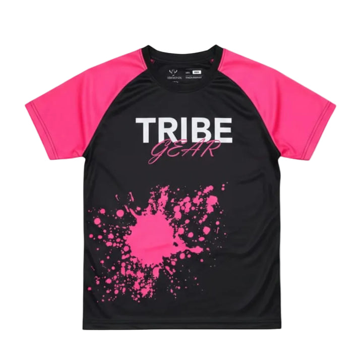 Kickboksen shirt voor kinderen met roze splash design van TribeGear