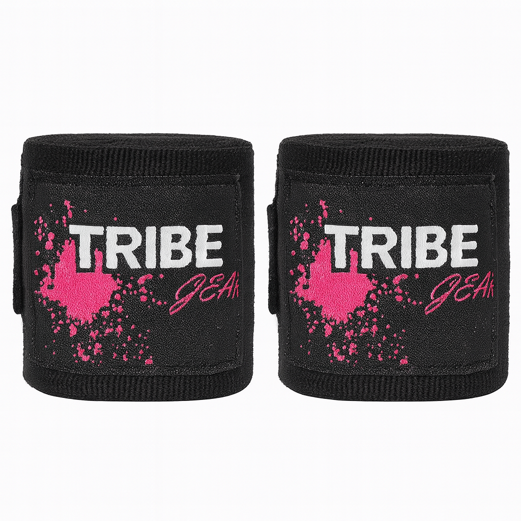 TribeGear kinder bandages roze splash editie 200 cm voor kickboksen en bokstraining