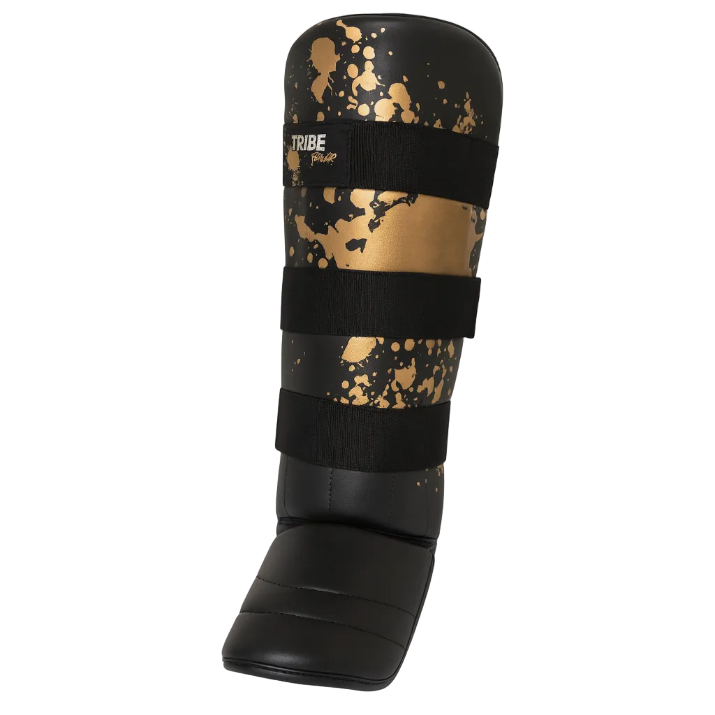 TribeGear kinder scheenbeschermers gold splash editie voor kickboksen en thaiboksen