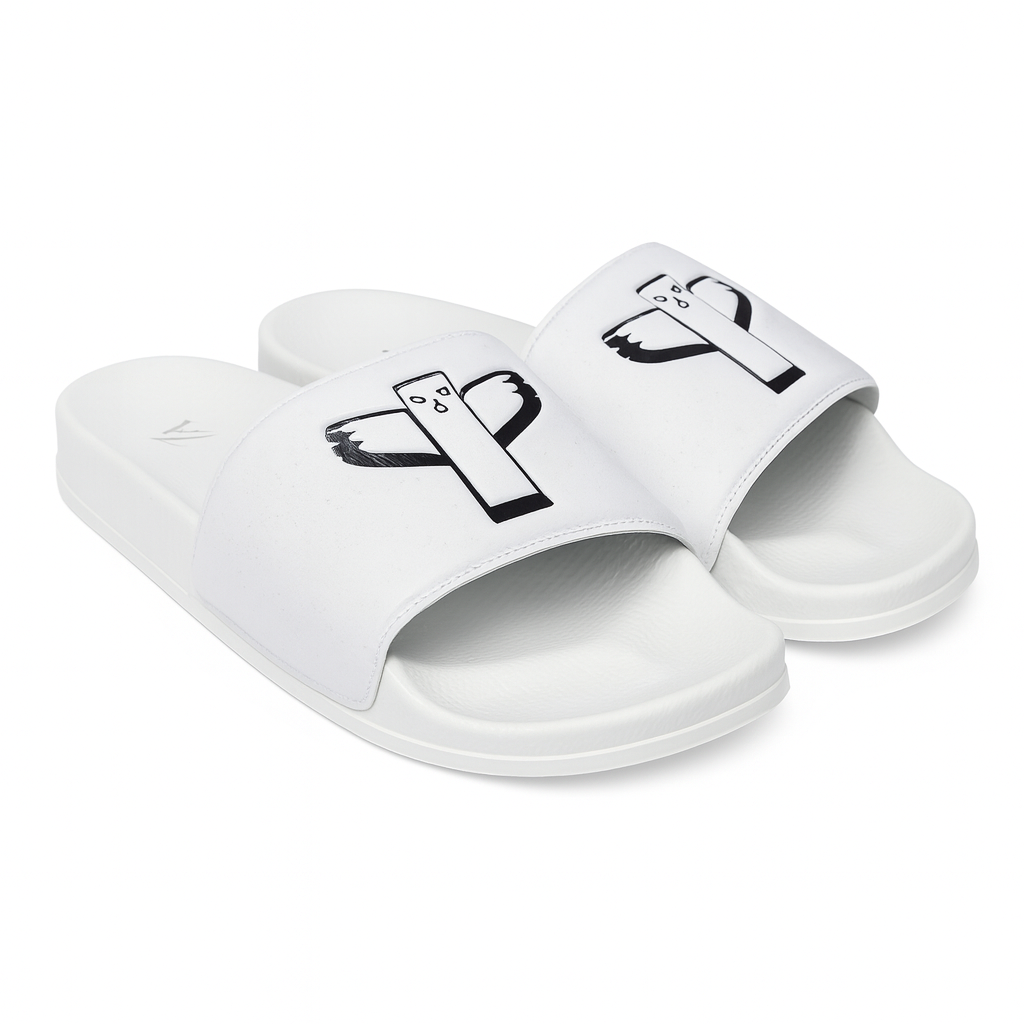 Witte TribeGear slippers met logo voor sport, gym en training